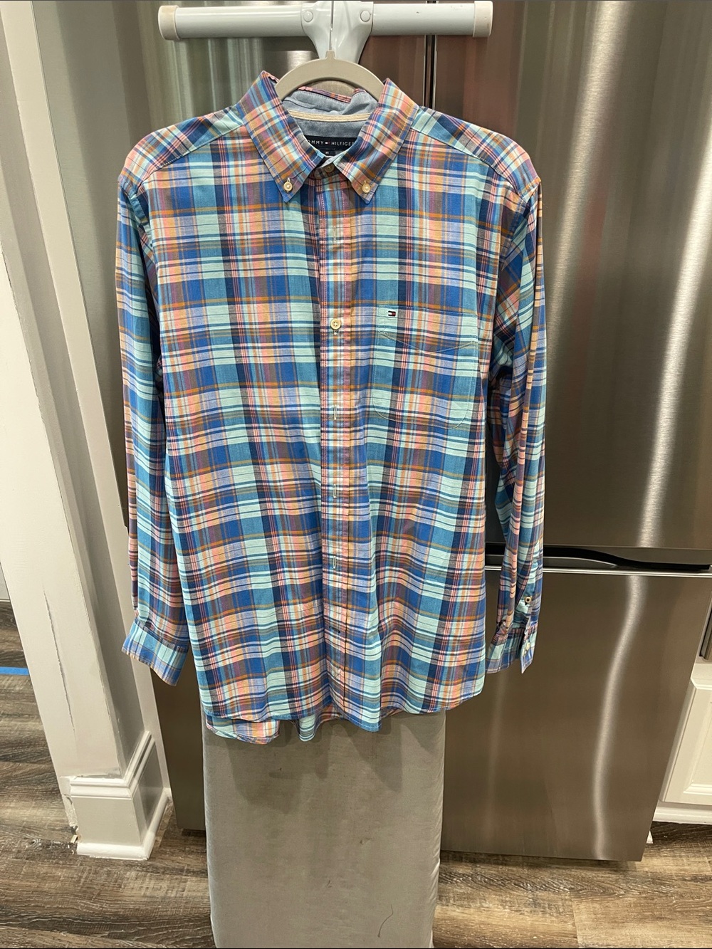 Tommy Hilfiger Blue & Orange Plaid Button-Down Shirt